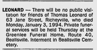 Thomas Leonard obit
